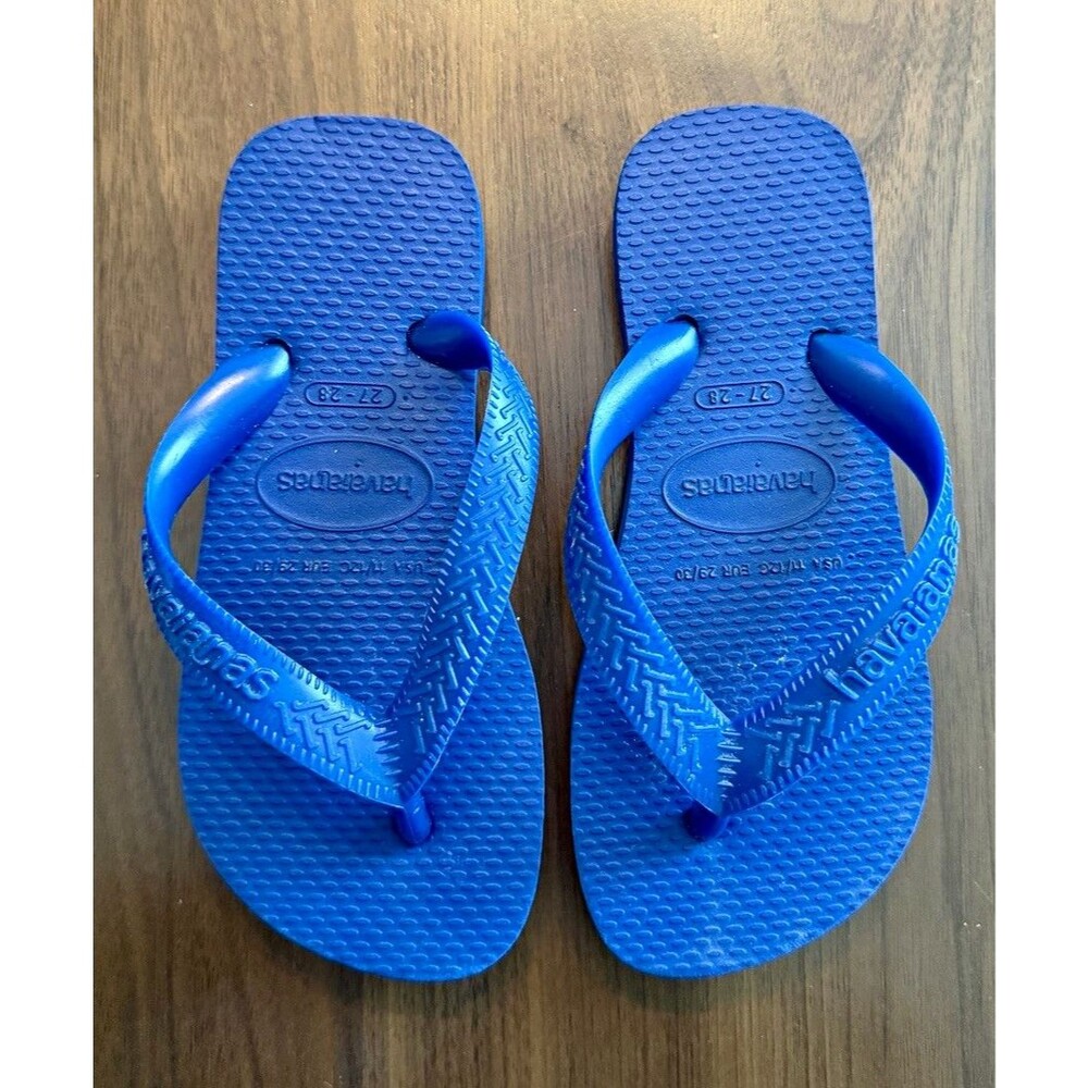 Havaianas Thong Unisex Kids Blue Rubber Flip Flops Slip-On Open Toe US 11/12C